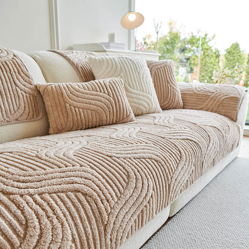 Modern Geometric Soft Plush Non-slip Sofa Protector Couch Cover - News Pet Shop