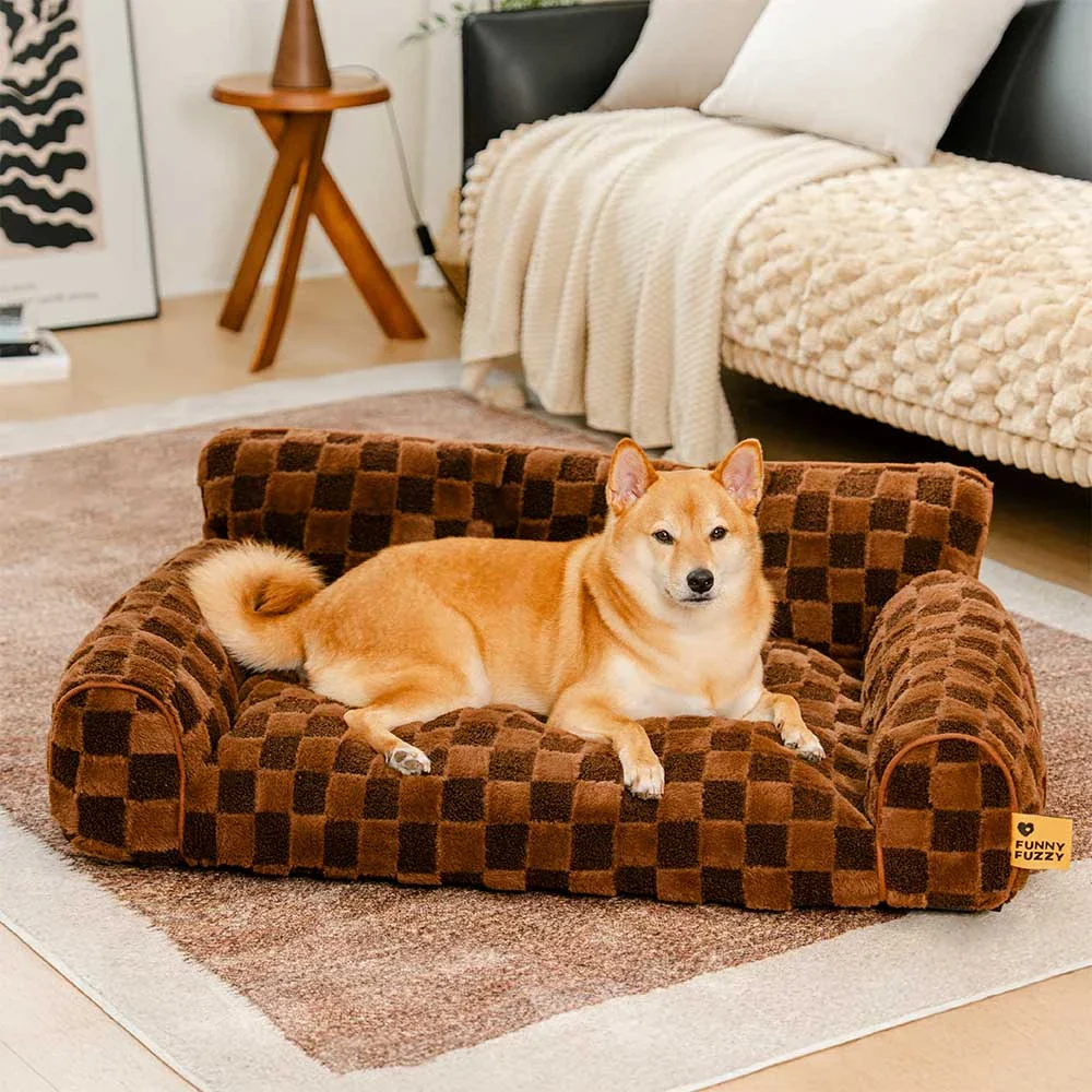 Checkered Fluffy Removable Orthopedic Dog Bolster Bed  C CozyNest - News Pet Shop
