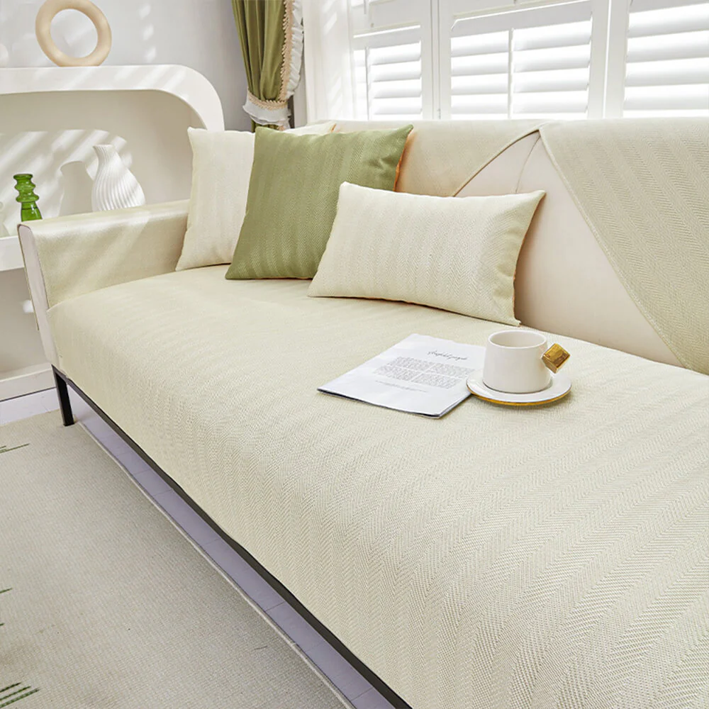 Herringbone Ice Silk Cooling Breathable Sofa Protector Non-slip Couch Cover - News Pet Shop