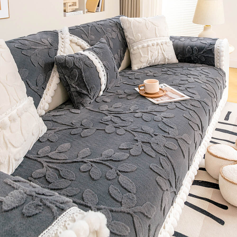 Branch Jacquard Elegant Decorative Plush Non-Slip Couch Cover - News Pet Shop