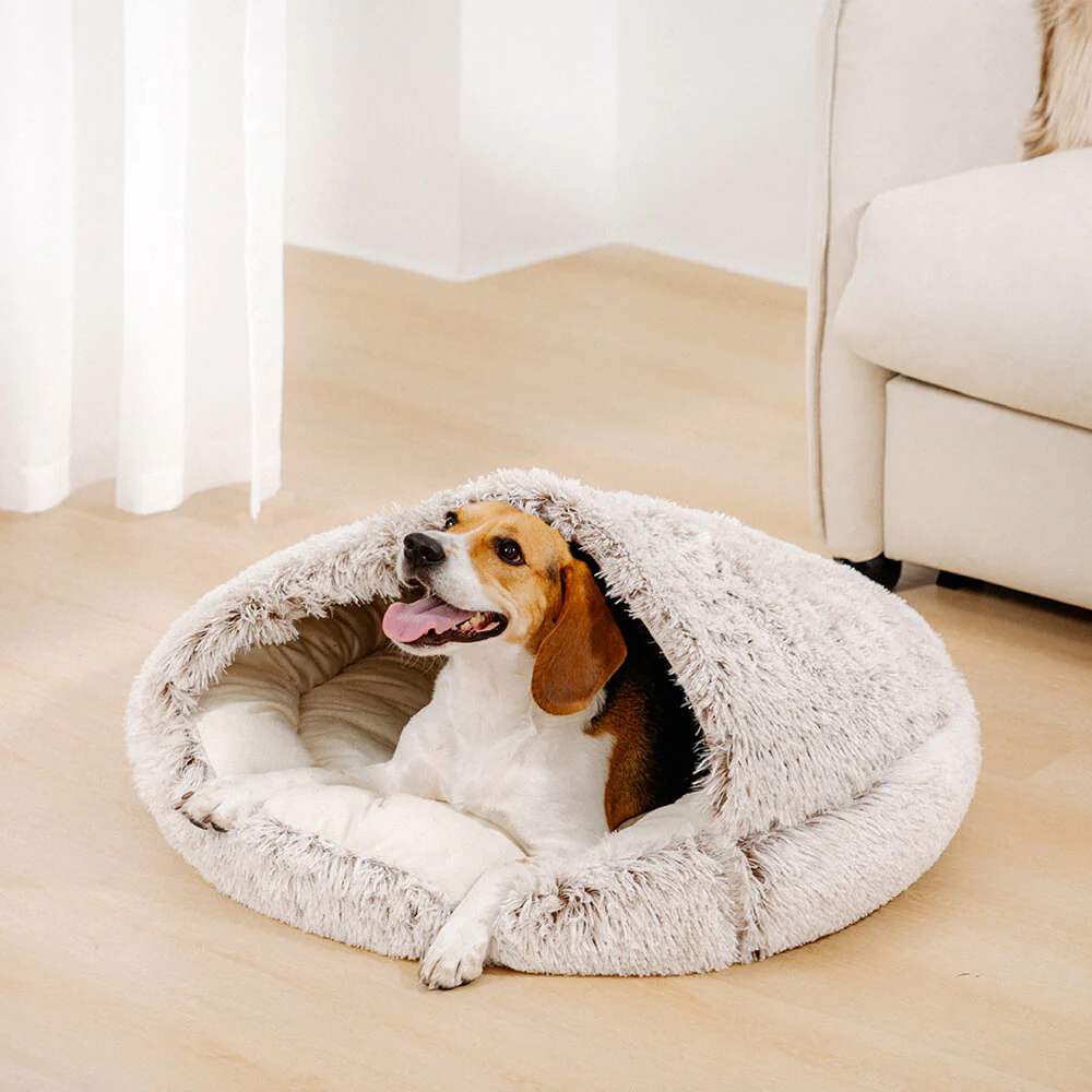 Calming Plush Semi-Enclosed Pet Nest Pita Bed For Dogs - News Pet Shop