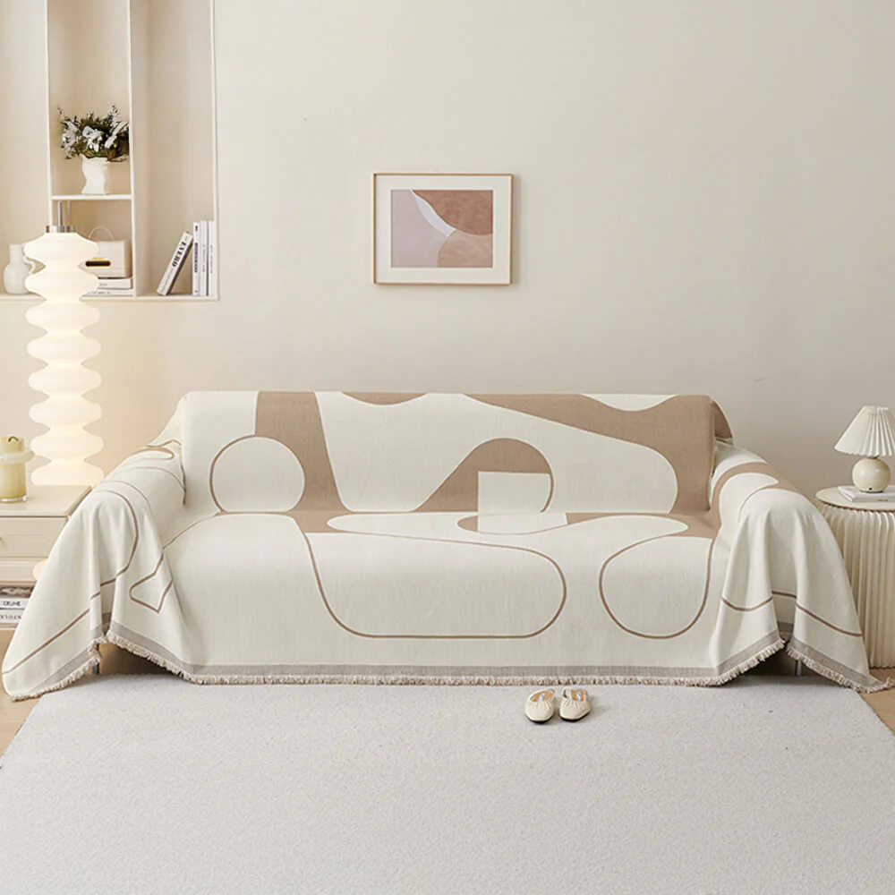 Geometric Fringe Double-Sided Chenille Non-Slip Throw Couch Cover - News Pet Shop