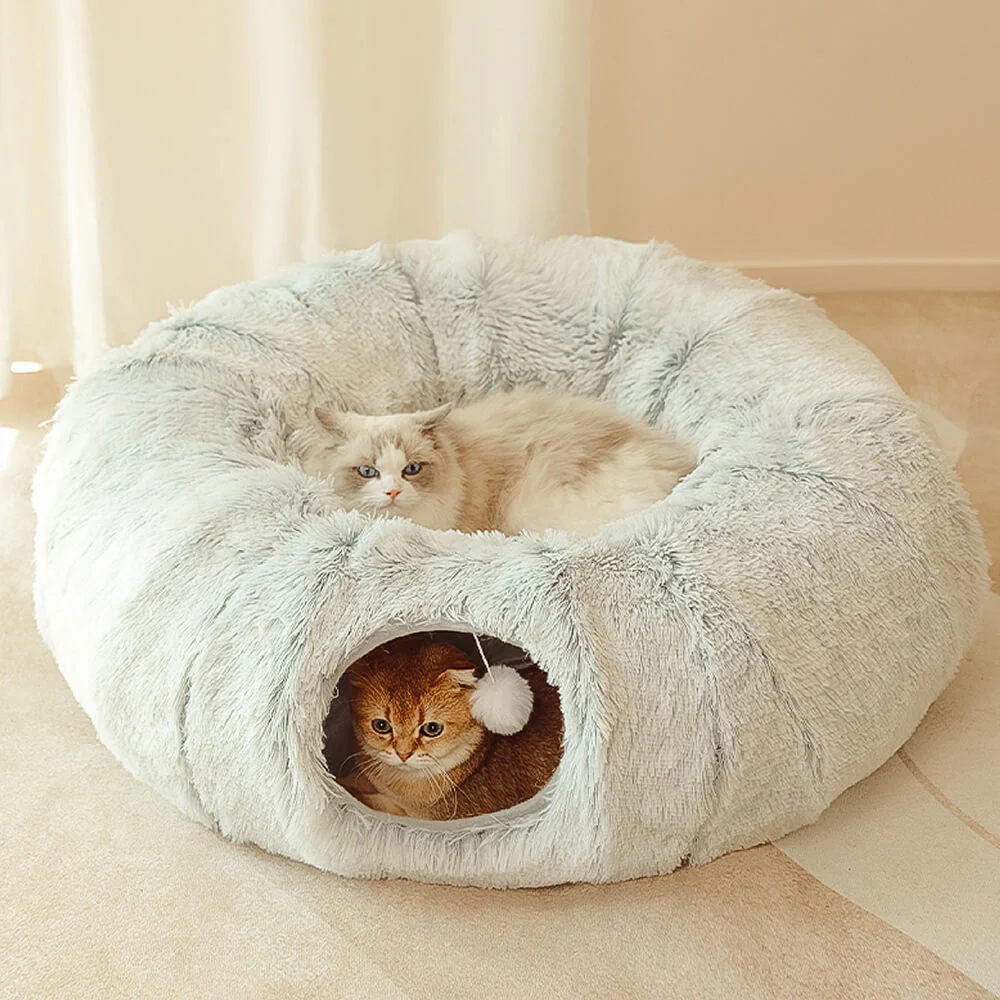 2 in 1 Foldable Indoor Soft Round Cat Tunnel Bed - News Pet Shop