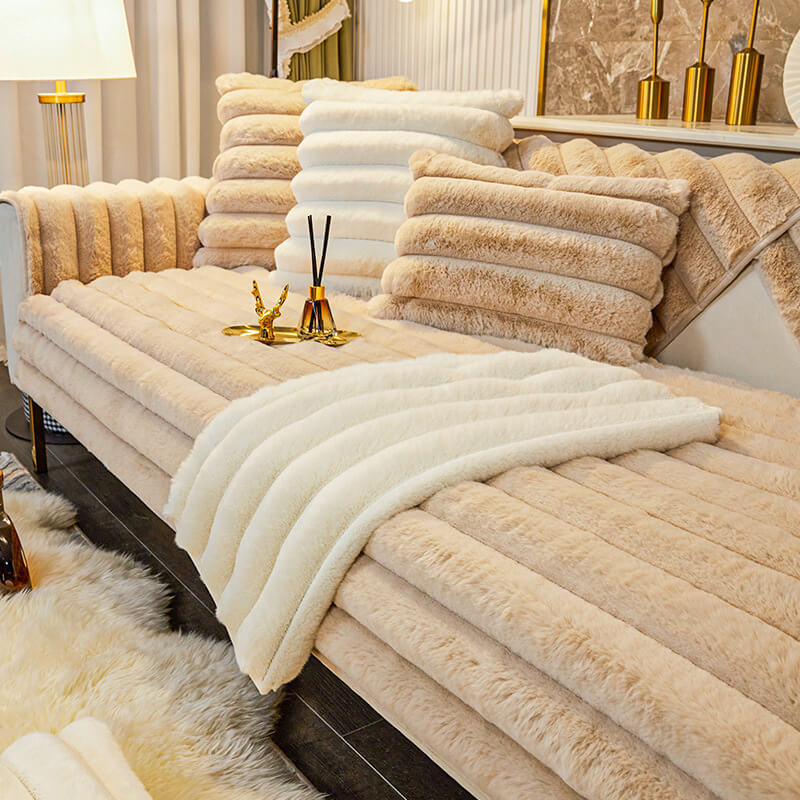 Striped Thickened Plush Non-slip Couch Cover - News Pet Shop