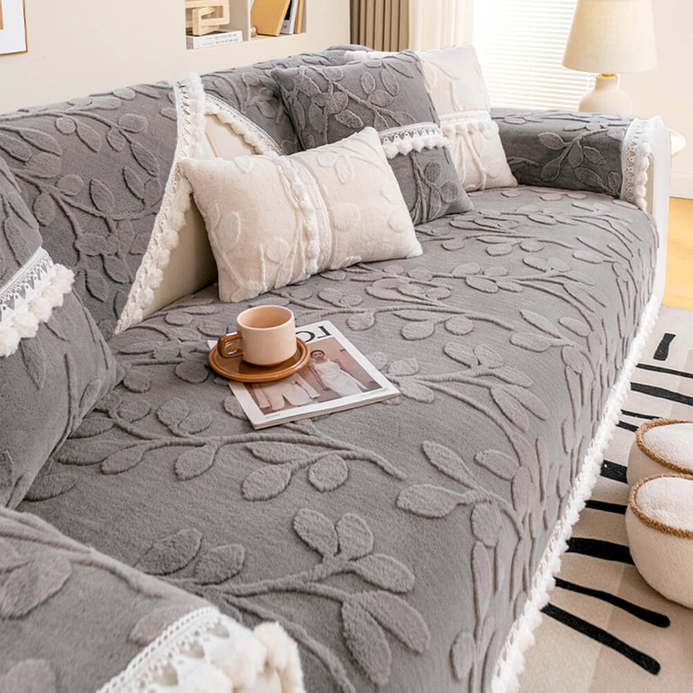 Branch Jacquard Elegant Decorative Plush Non-Slip Couch Cover - News Pet Shop