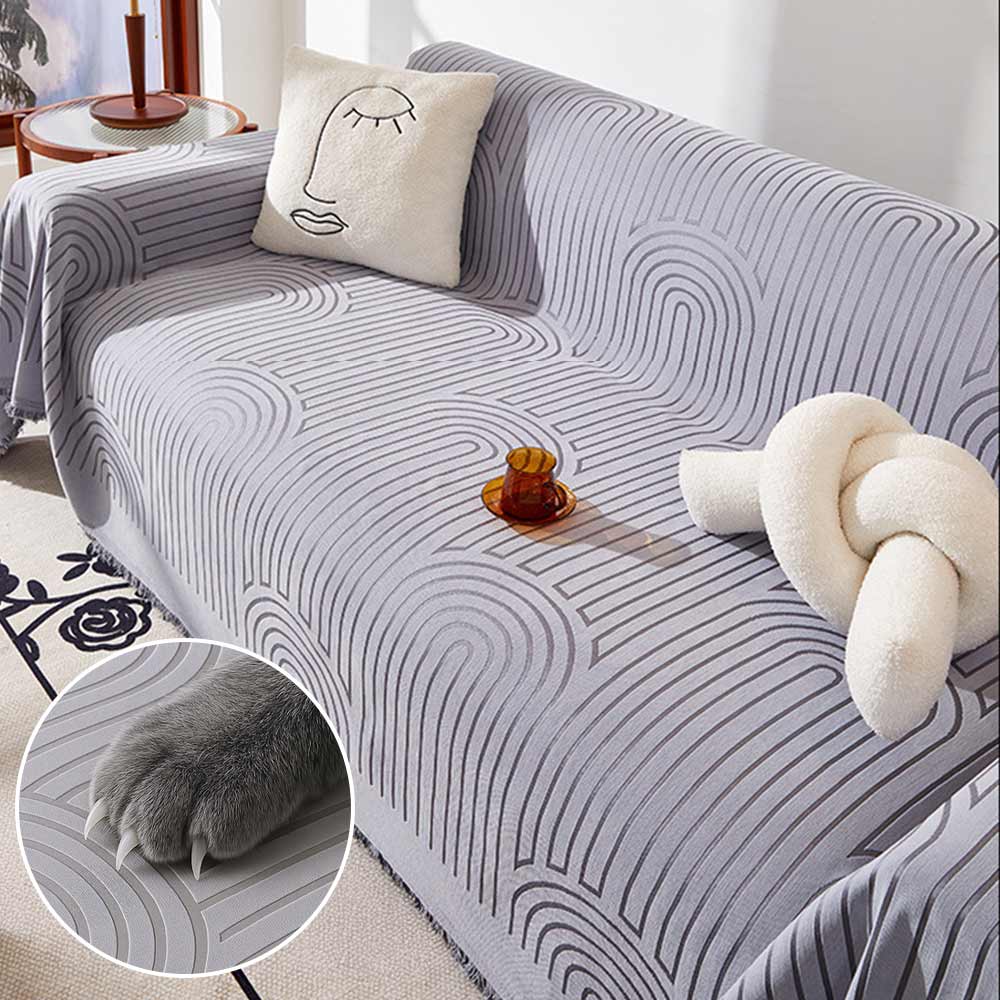 Minimalist Arch Motif Scratch-Resistant Chenille Throw Couch Cover - News Pet Shop