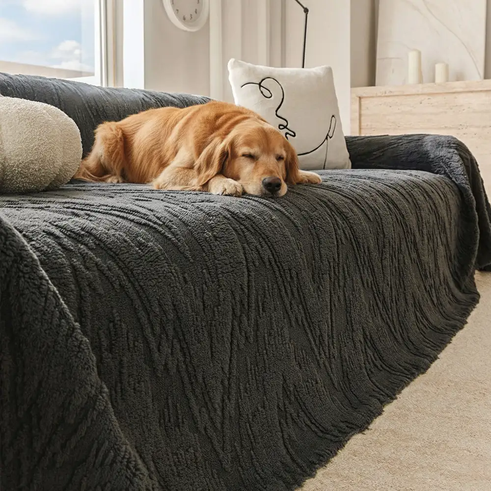 Luxury Nordic Jacquard Fleece Thickened Anti-Scratch Couch Cover - News Pet Shop