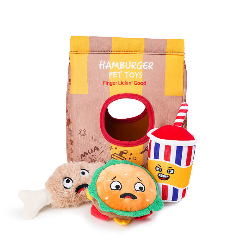 Fun Potato Chips Burger Squeaky Dog Chew Toy - News Pet Shop
