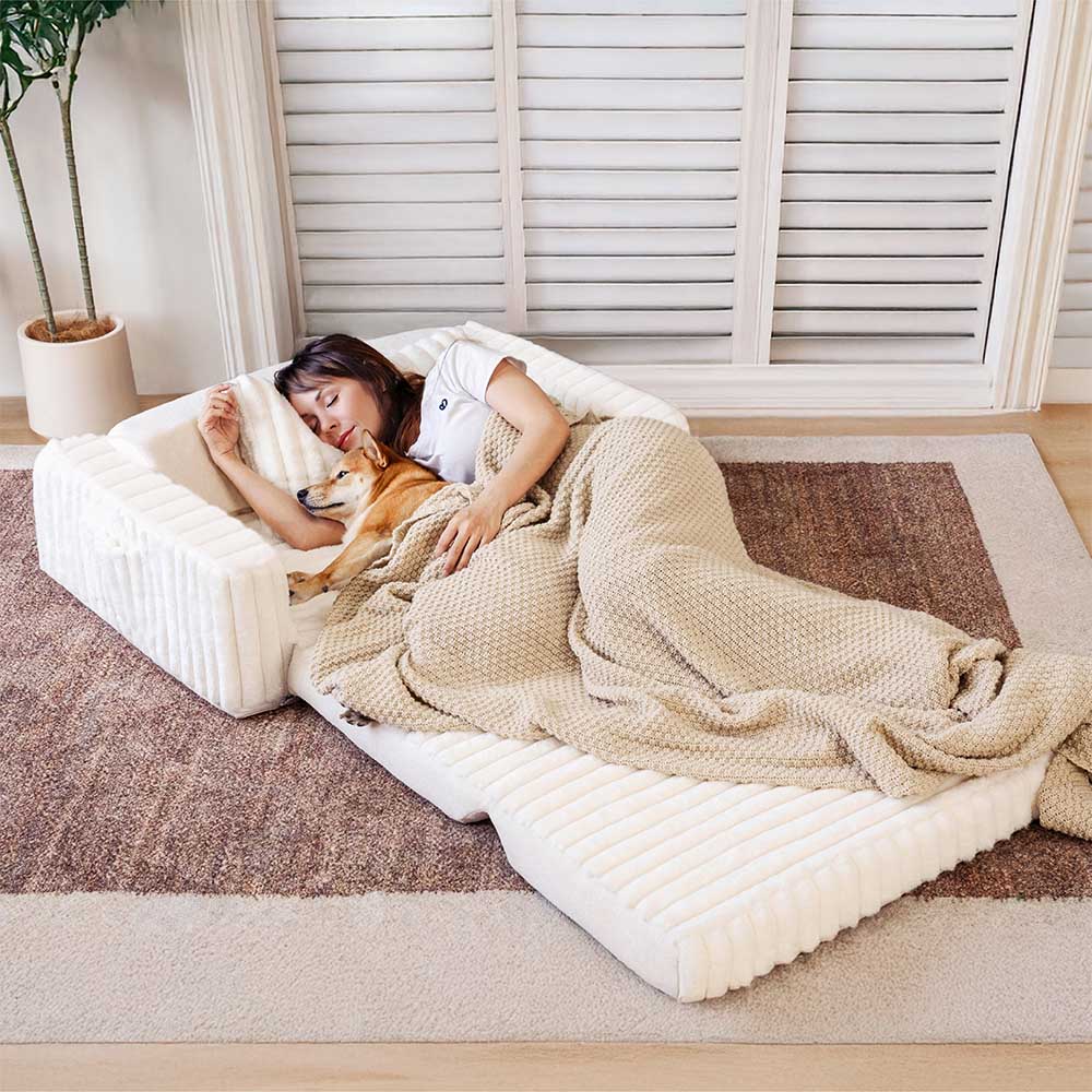 Creamy Fluffy Orthopedic Human-Dog Bolster Bed - Expandable Comfort - News Pet Shop