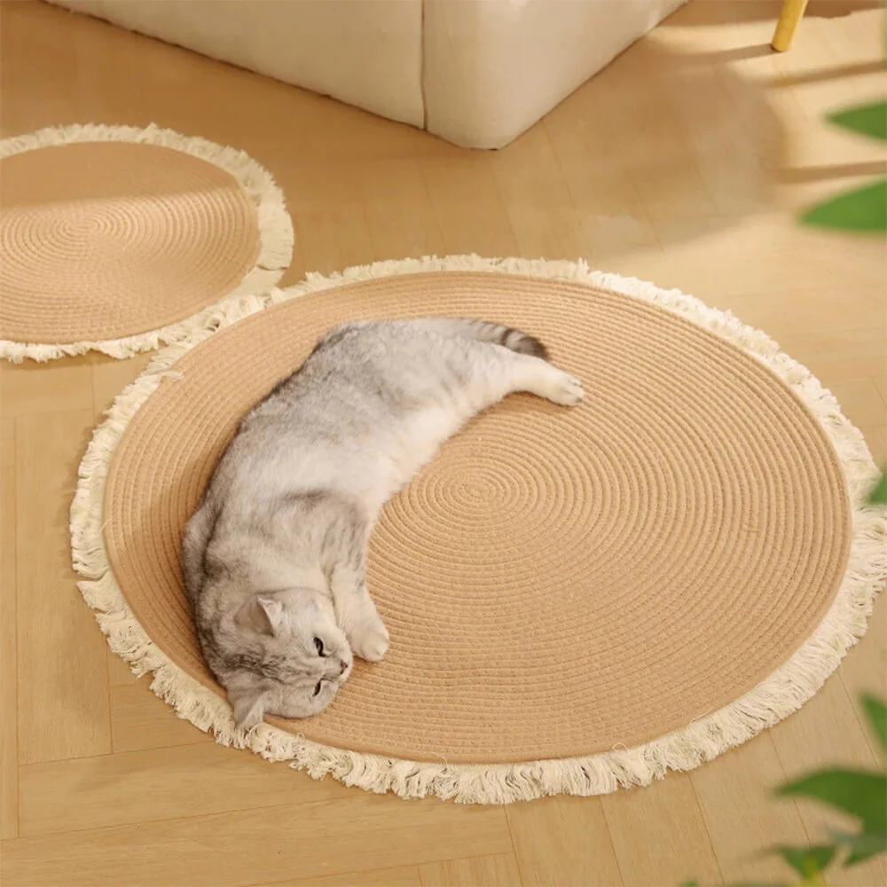 Nordic Handwoven Durable Cat Scratch Mat Rug with Fringe - News Pet Shop