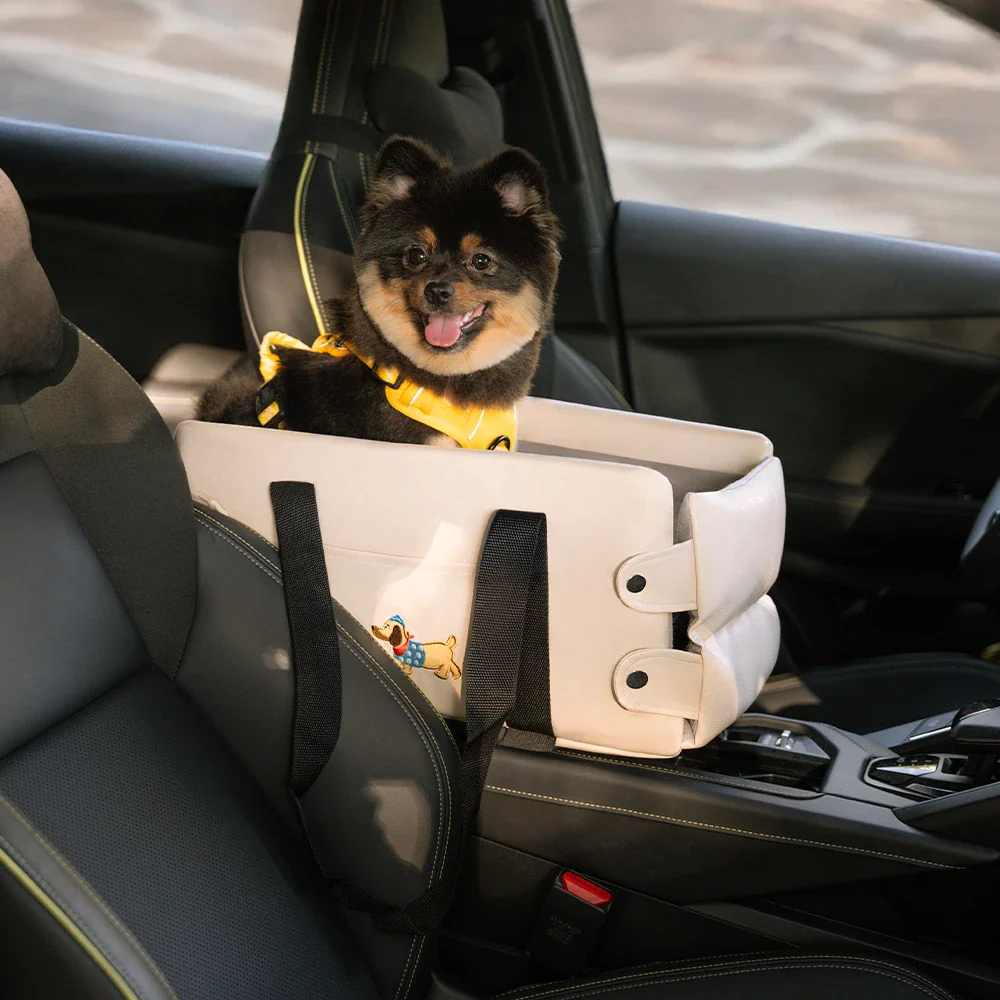 Portable Travel Faux Leather Waterproof Center Console Pet Car Seat - News Pet Shop