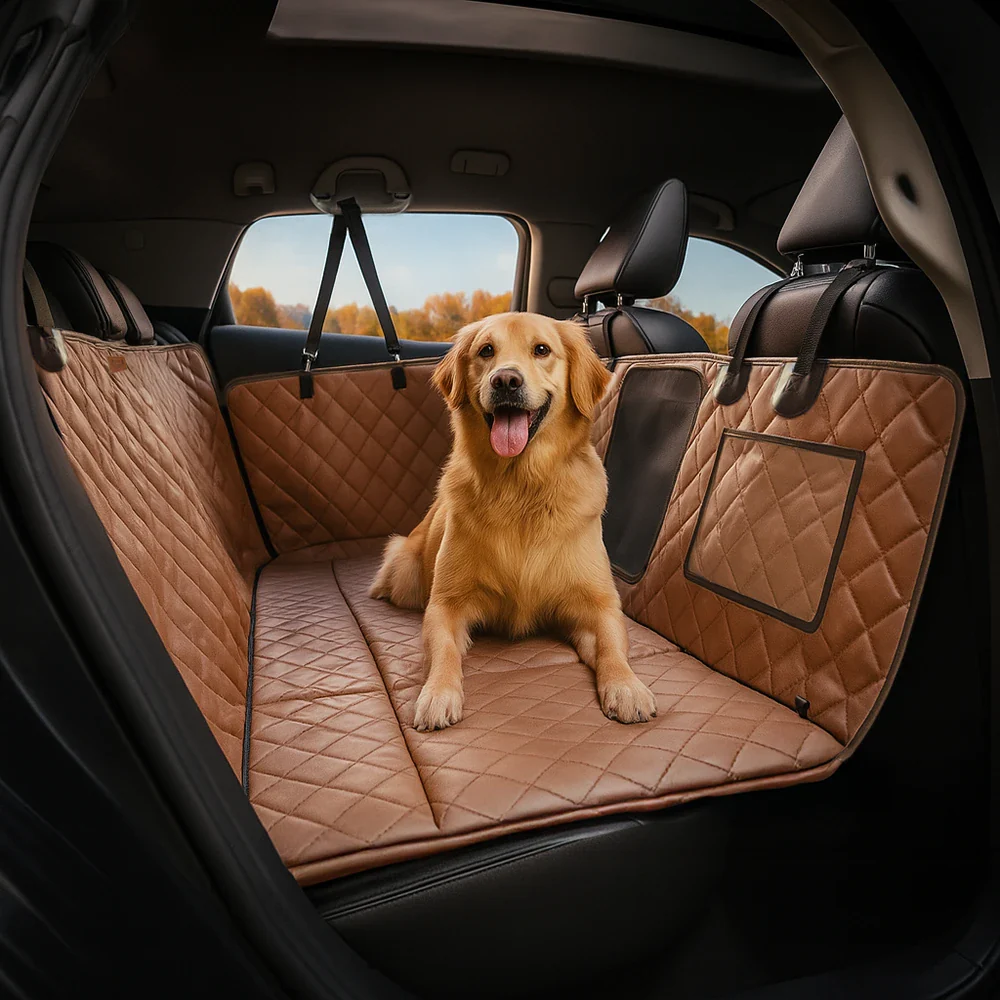 Premium Faux Leather Water-repellent Hammock Dog Car Seat Cover - RideProtector - News Pet Shop