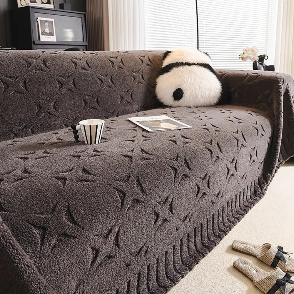 Cream Textured Jacquard Design Sofa Decorative Throw Couch Cover - News Pet Shop