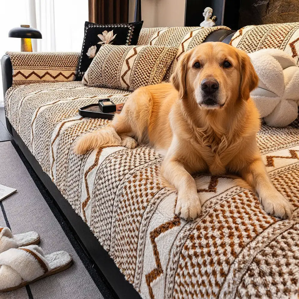 Classic Plaid Plush Scratch-Resistant Comfortable Non-Slip Couch Cover - News Pet Shop