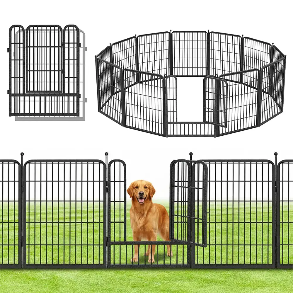 Multifunctional Rust-Proof Metal Pet Fence with Tall Garden Gate - News Pet Shop