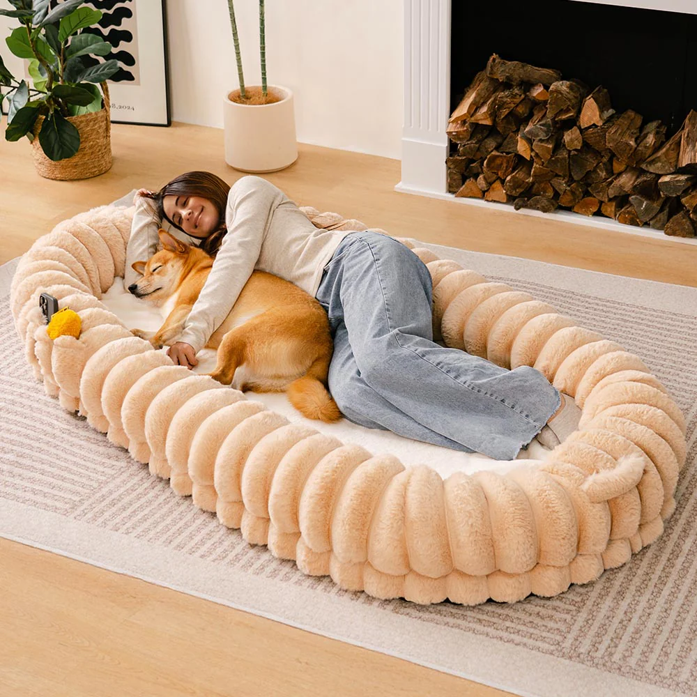 Creamy Plush Super Large Donut Human Dog Bed - Cuddle Cradle - News Pet Shop