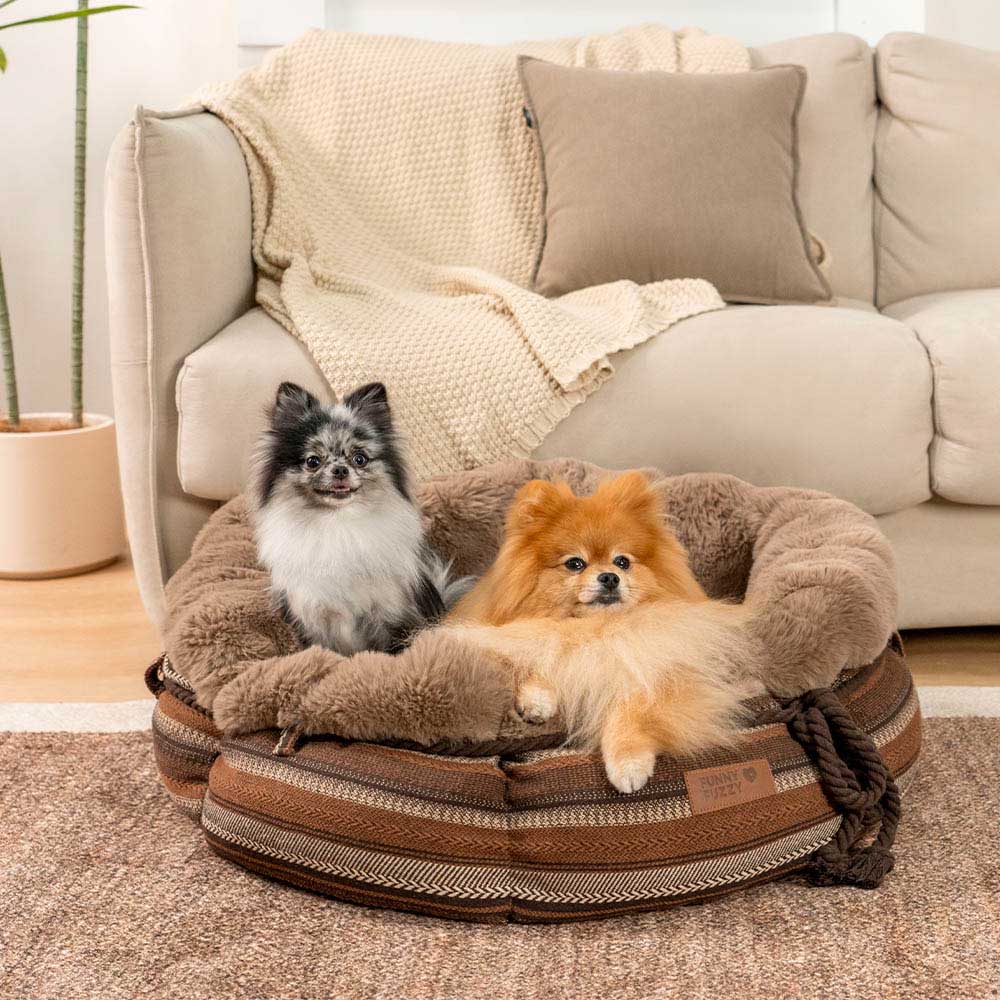 Classic Jacquard Plush Donut Dog Bed - Snuggle Den - News Pet Shop