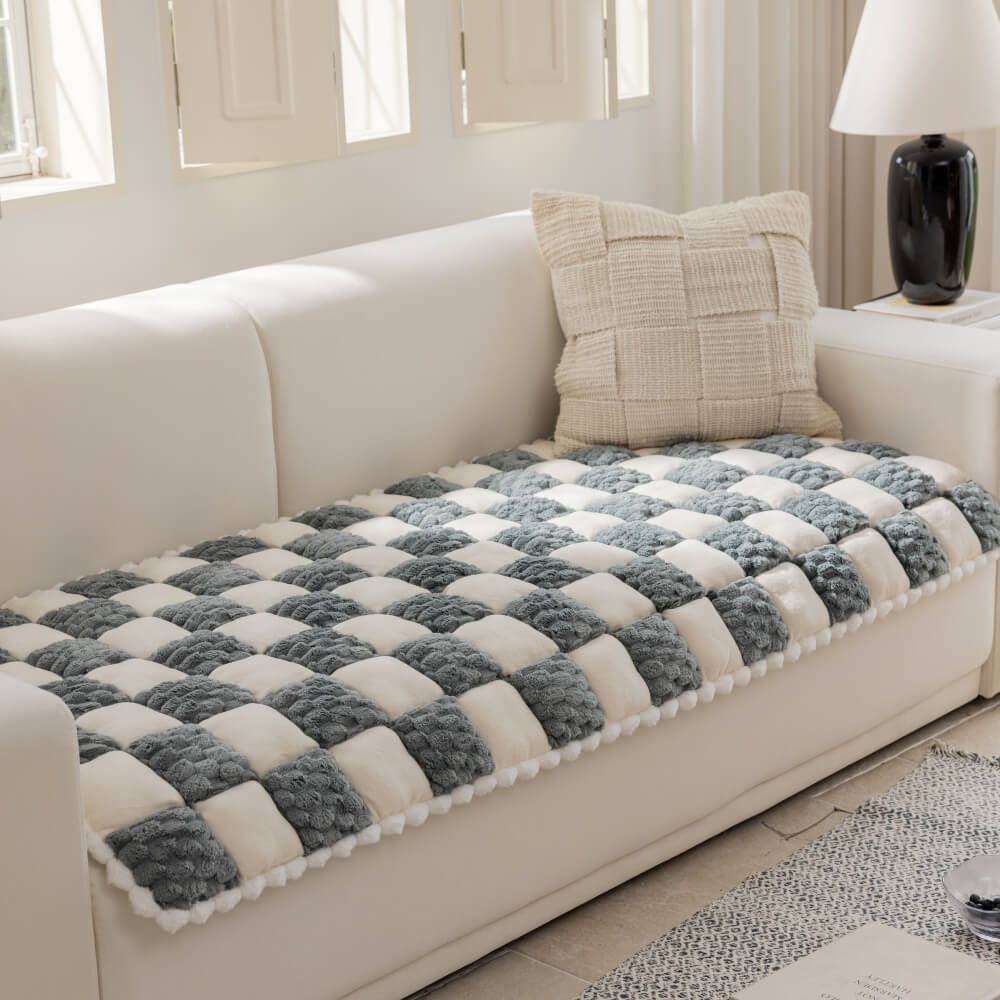Plush Handmade Color Block Dog Mat Soft Sofa Protector Non-Slip Couch Cover - News Pet Shop
