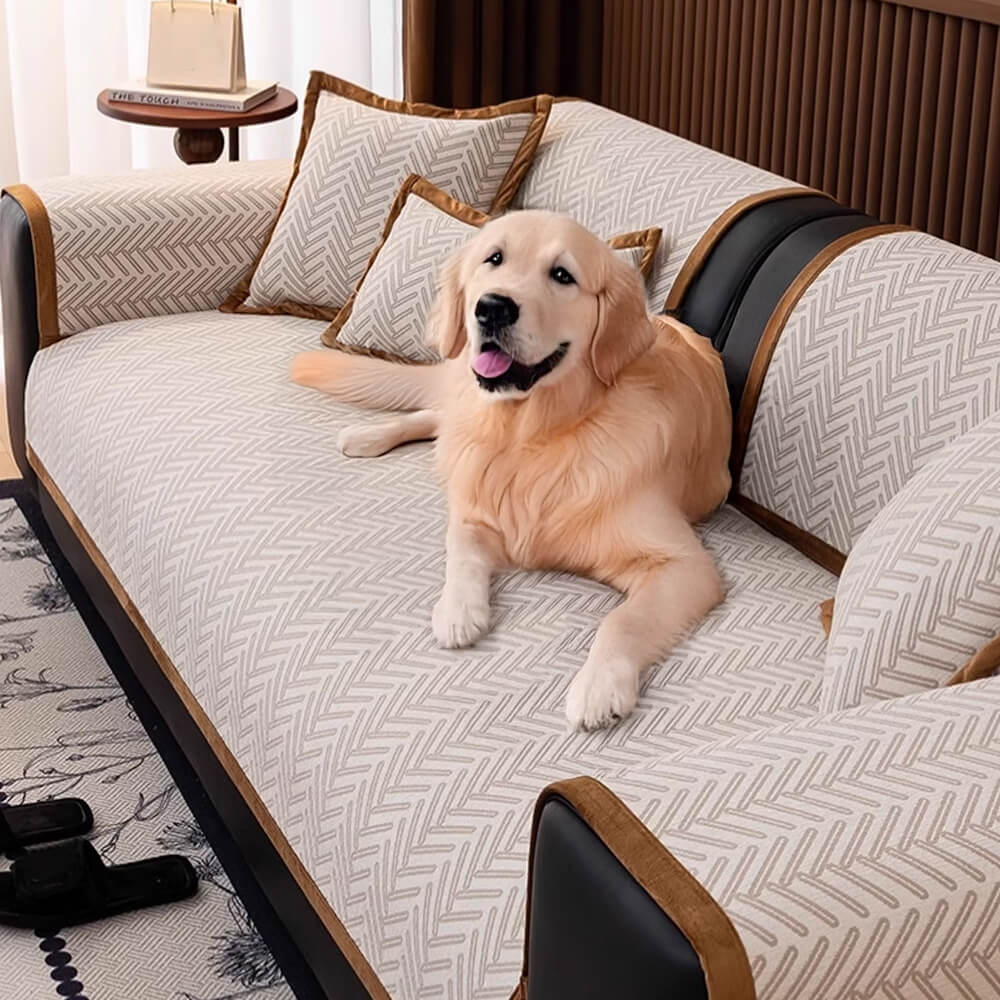 Modern Chic Herringbone Chenille Anti-scratch Non-Slip Couch Cover - News Pet Shop