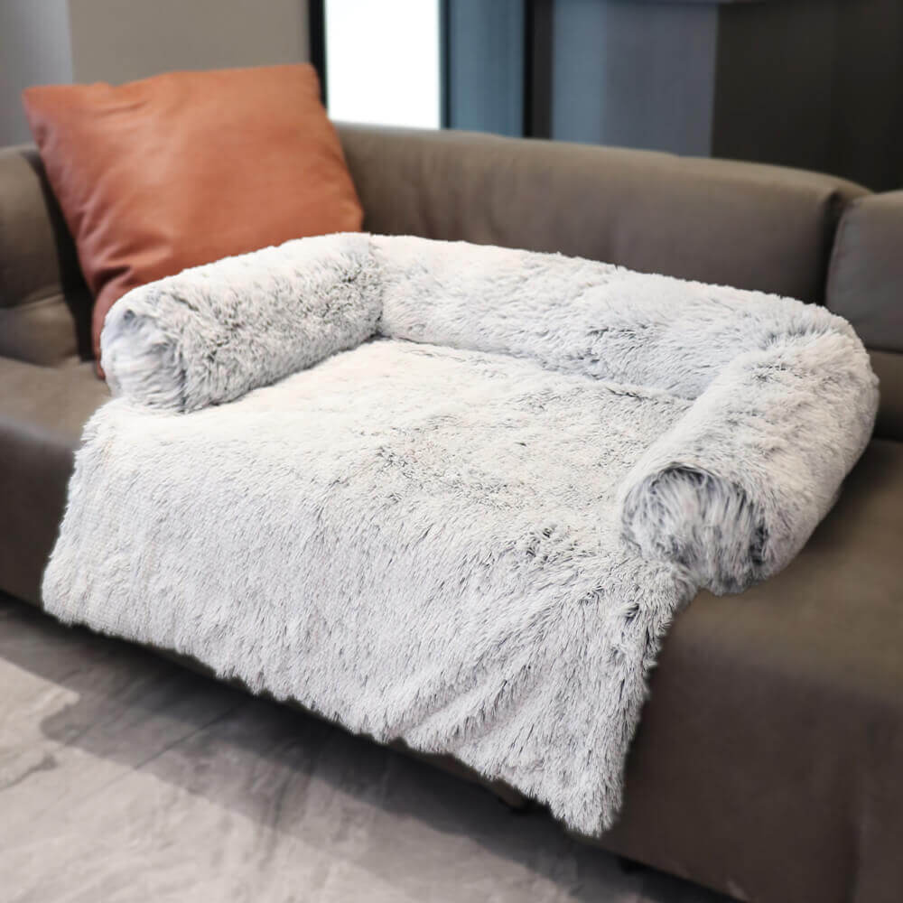 Calming Furniture Protector Dog Bed - Fuzzy Backrest - News Pet Shop