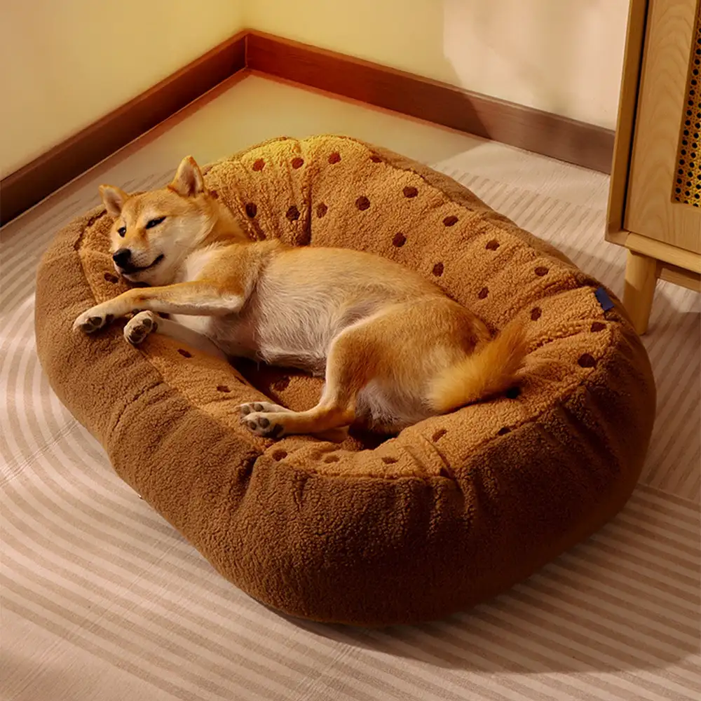 Cookie Plush Winter Warm Cozy Deep Sleep Dog Bed - News Pet Shop