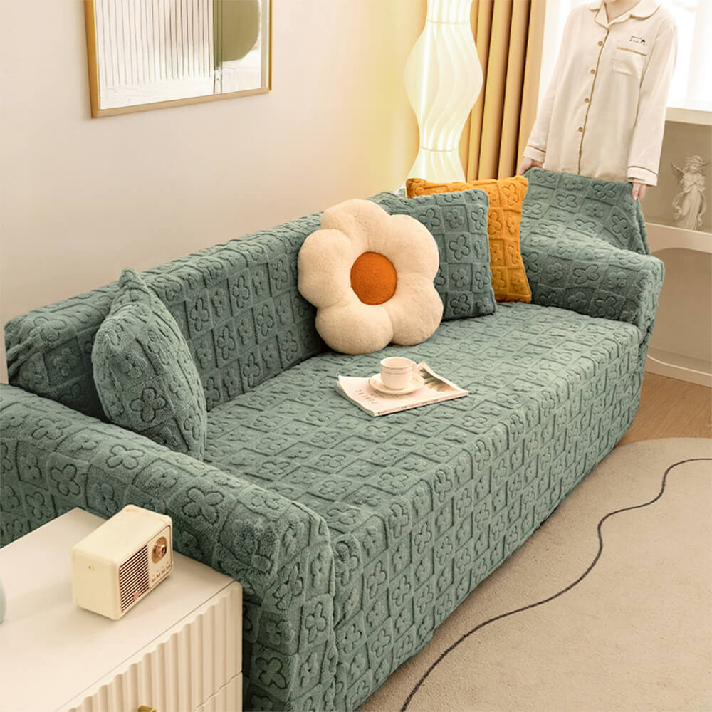 Floral Jacquard Fleece for Warmth Couch Cover - News Pet Shop