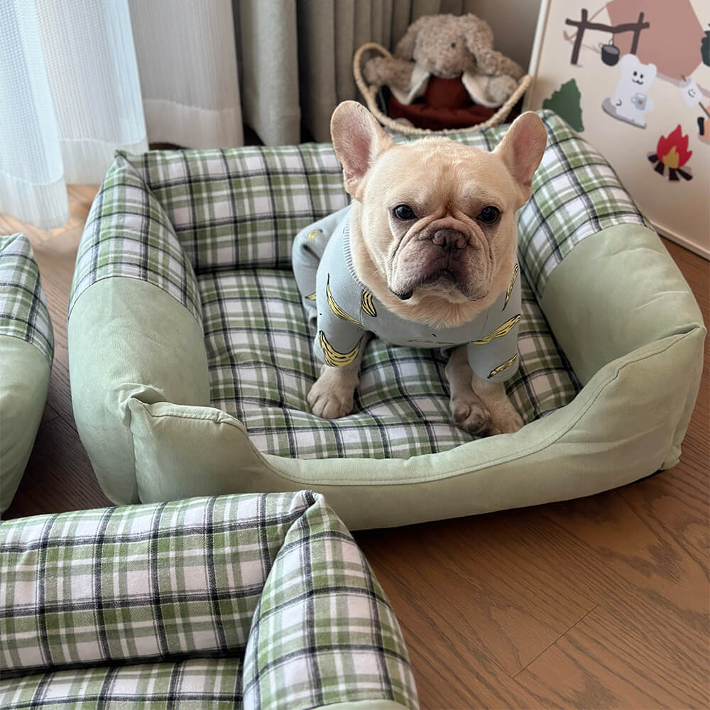 Gingham Leisure Removable Thickened Bolster Dog & Cat Bed - News Pet Shop