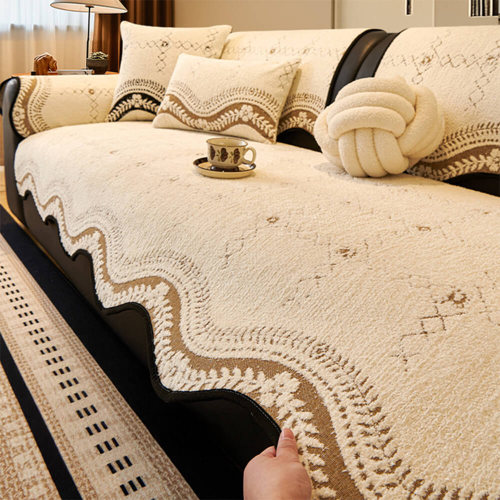Wavy Pattern Anti-Scratch Plush Couch Cover - News Pet Shop