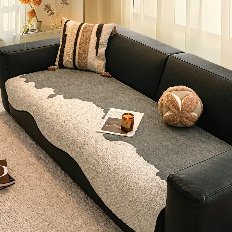Stylish Irregular Contrast Chenille Scratch-Resistant Non-Slip Couch Cover - News Pet Shop