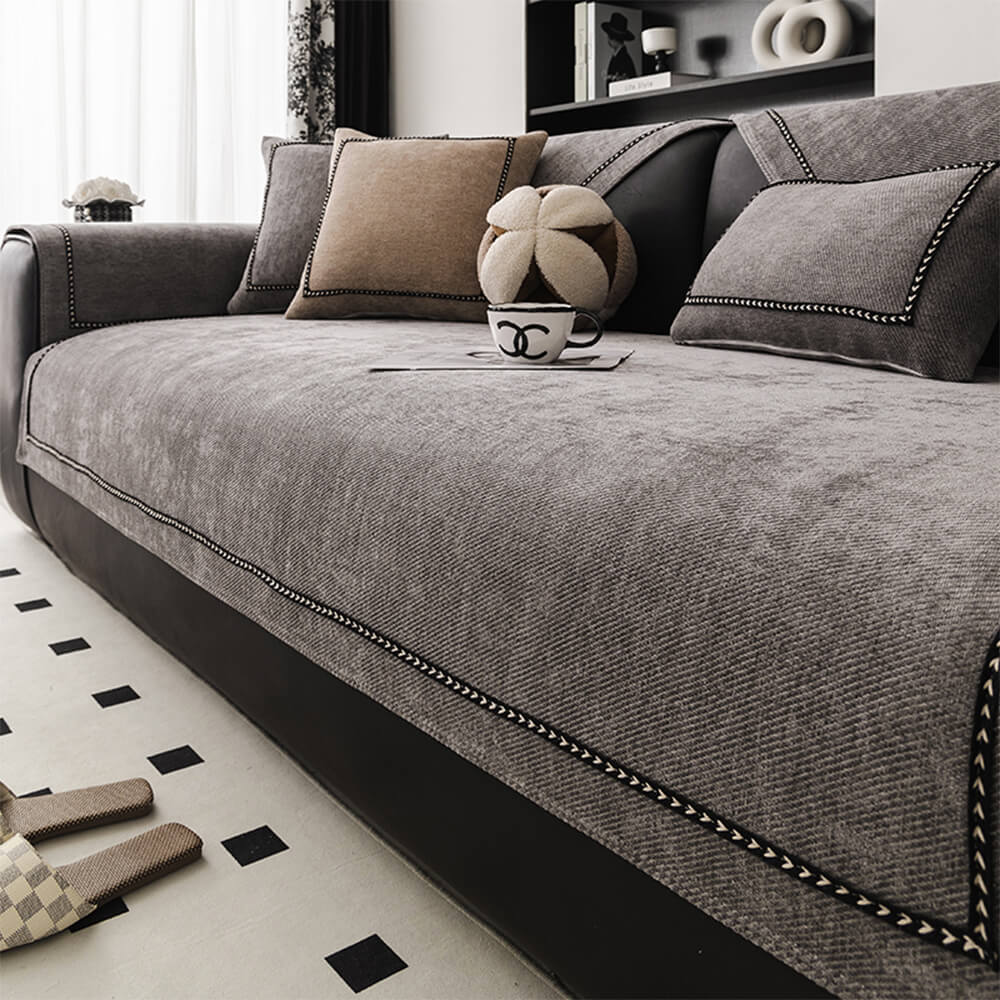 Simple Modern Jacquard High-Weight Non-Slip Chenille Couch Cover - News Pet Shop