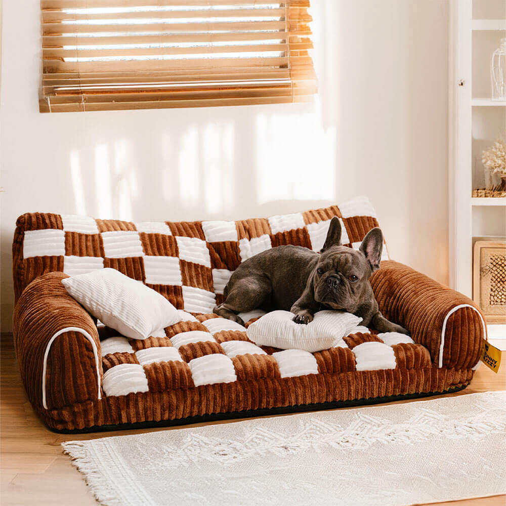 Vintage Chessboard Orthopedic Support Extra Large Dog Sofa Bed - King's Sofa - News Pet Shop