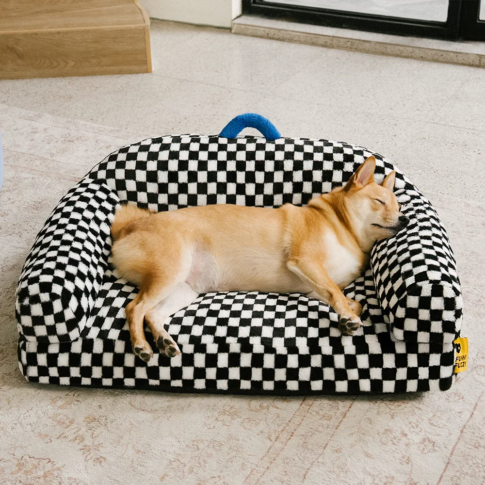Checkerboard Thick & Fluffy Washable Orthopedic Dog Sofa Bed - CheckMate - News Pet Shop