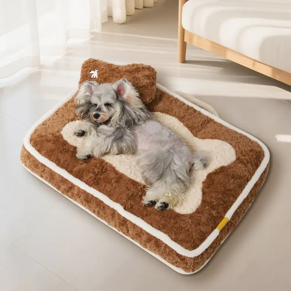 Plush Color-Blocked Creative Bolster Pet Bed - News Pet Shop