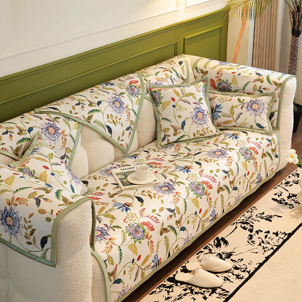 All-Season Cooling Pastoral Floral Couch Cover - News Pet Shop