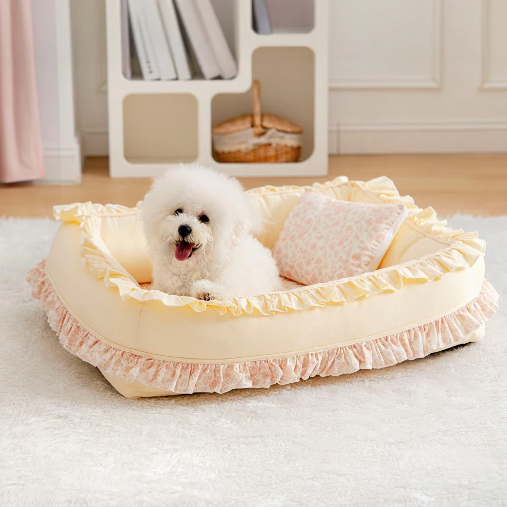Floral Orthopedic Dog Bed Calming Pet Bed with Pillow - News Pet Shop