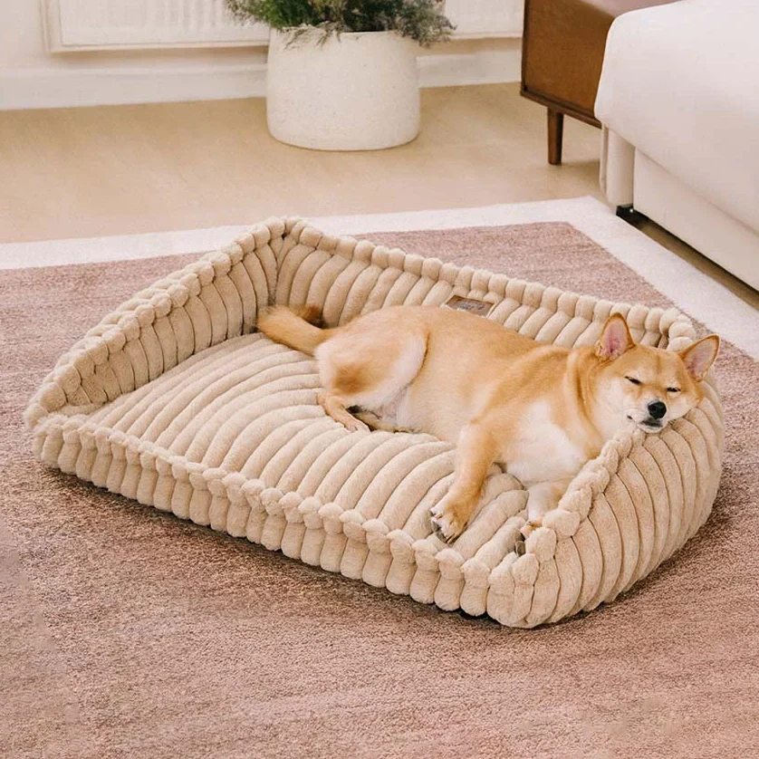 Plush Warmth Removable Orthopedic Wedge Bolster Dog Sofa Bed - CozySlope - News Pet Shop
