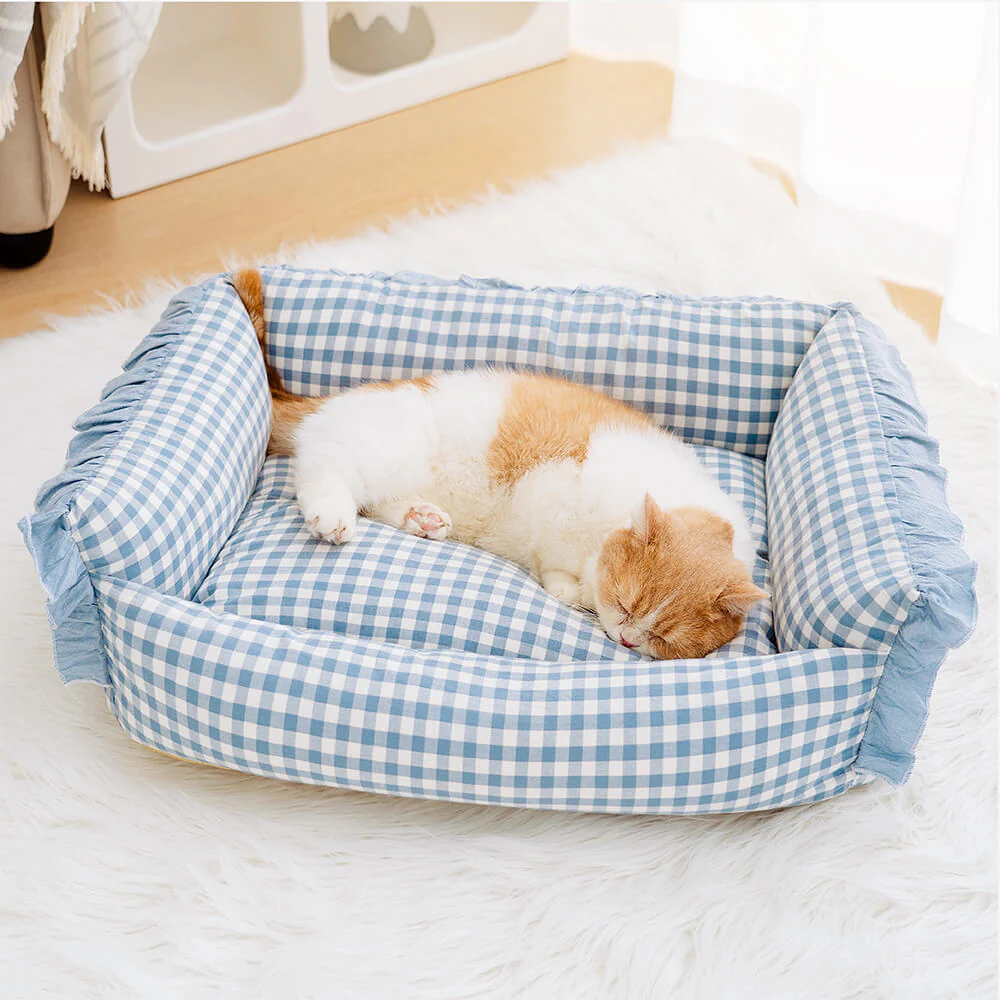 Fashion Ruffle Plaid Detachable Warm Dog & Cat Bed - News Pet Shop