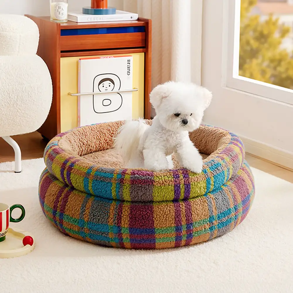 Round Plush Comfort Dog Bed With Raised Sides - Cuddling Bed - News Pet Shop