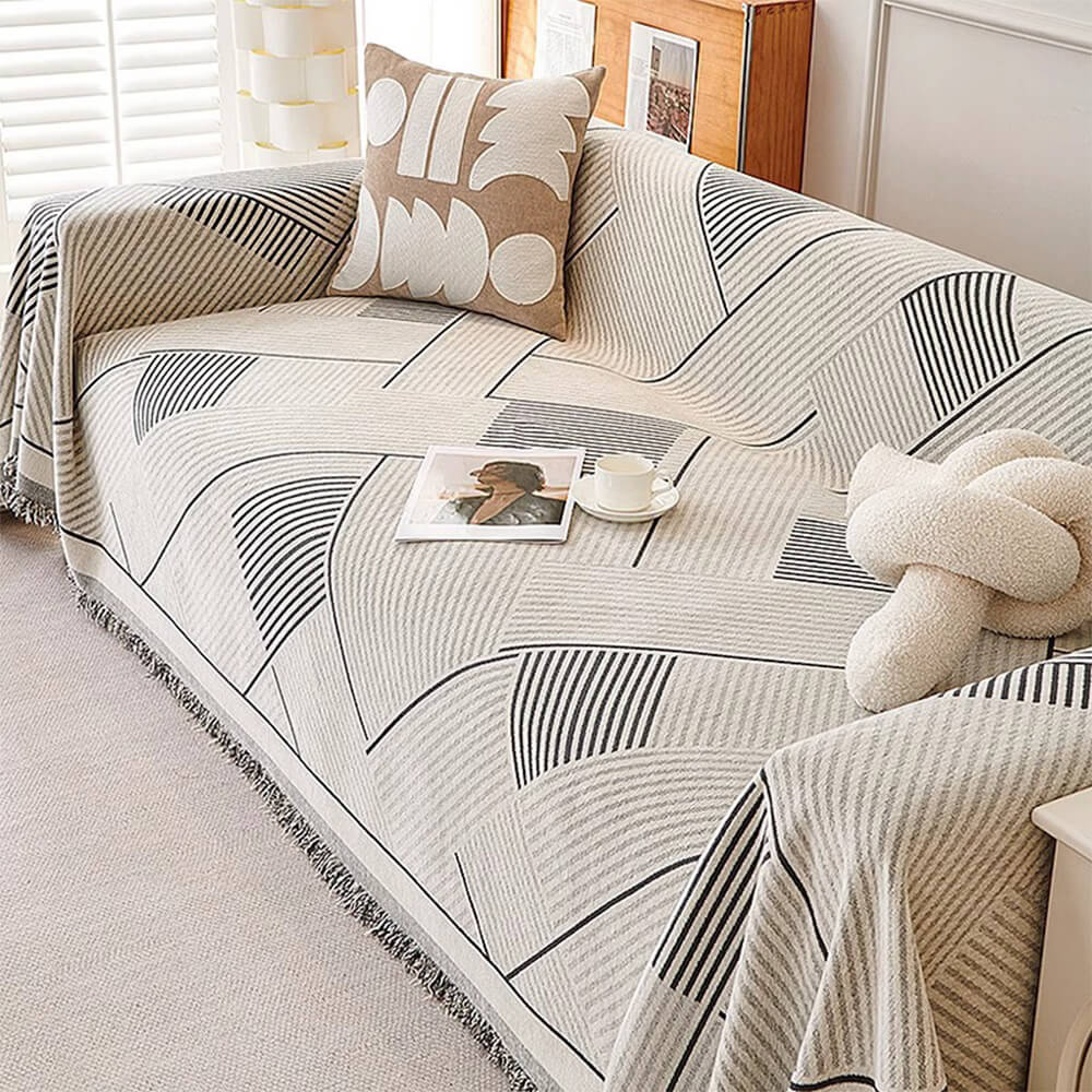 Classic Geometric Pattern Chenille Throw Couch Cover - News Pet Shop